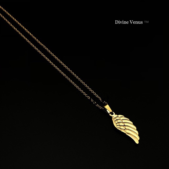 Angel Wing Necklace | Gold Plated Stainless Steel - Picture 7 of 9